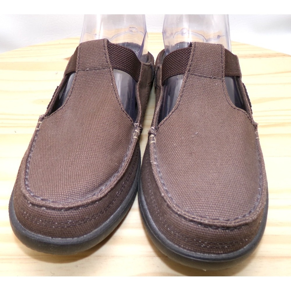 Crocs Walu Mule Shoes Womens Brown Size 9 Slip On Canvas 200034 Comfort